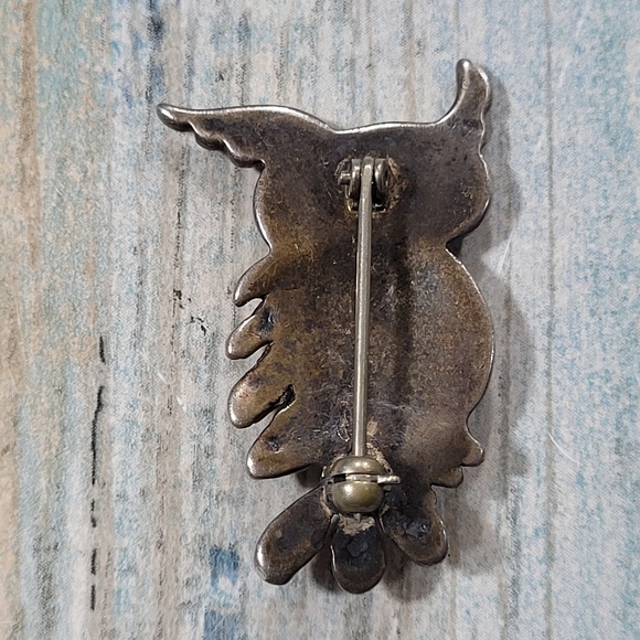 Vintage Owl Turquoise Eyes Pin/Brooch. - Picture 3 of 8